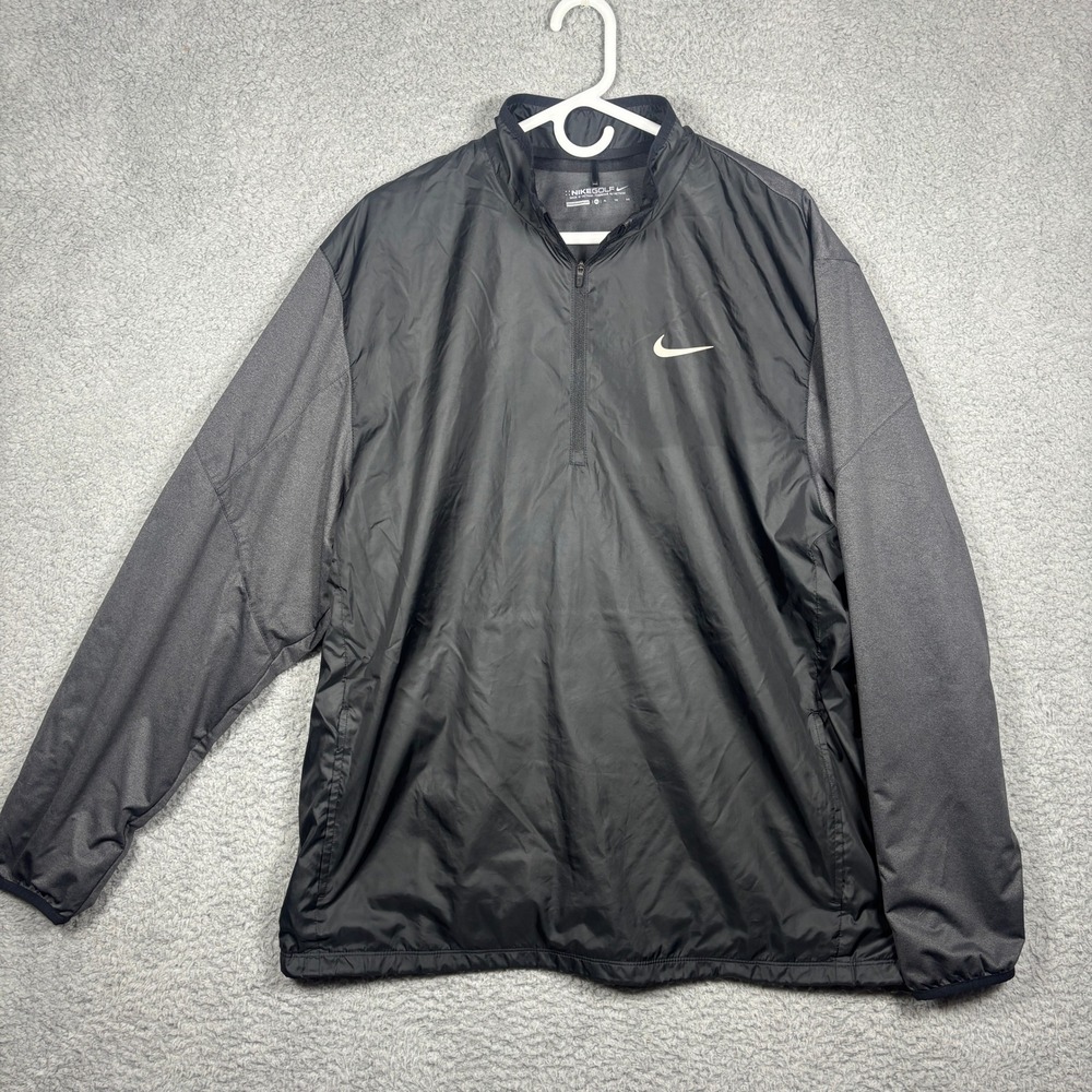 Nike Golf Mens XL Black Grey Quarter Zip Windbreaker Jacket 1808